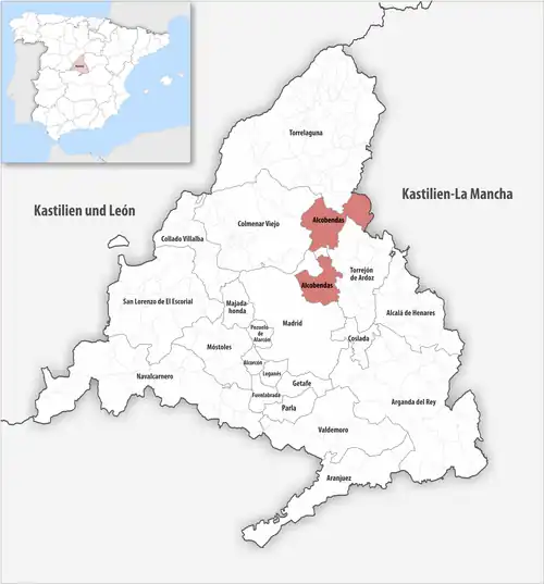 Die Lage des Gerichtsbezirk Alcobendas in der autonomen&nbsp;Gemeinschaft&nbsp;Madrid