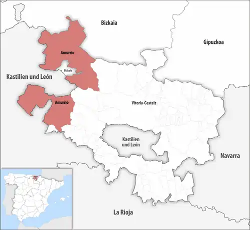 Die Lage des Gerichtsbezirk Amurrio in der Provinz&nbsp;Álava