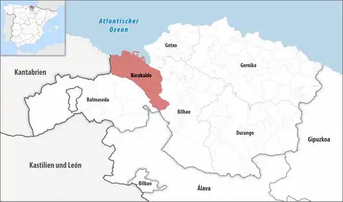 Die Lage des Gerichtsbezirk Barakaldo in der Provinz&nbsp;Bizkaia