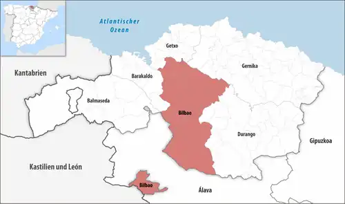 Die Lage des Gerichtsbezirk Bilbao in der Provinz&nbsp;Bizkaia