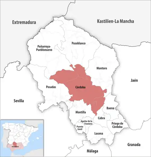 Die Lage des Gerichtsbezirk Córdoba in der Provinz Córdoba