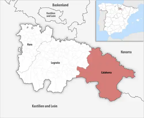 Die Lage des Gerichtsbezirk Calahorra in der autonomen&nbsp;Gemeinschaft&nbsp;La Rioja