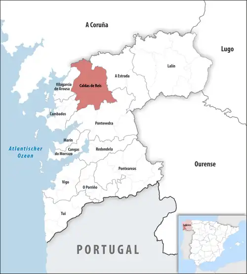 Die Lage des Gerichtsbezirk Caldas de Reis in der Provinz&nbsp;Pontevedra