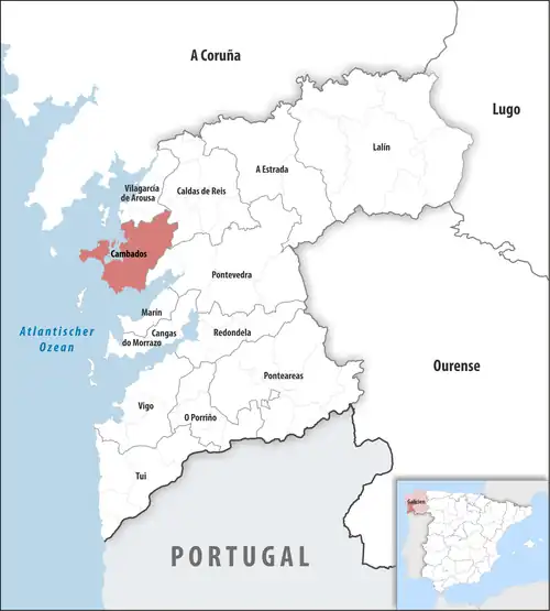 Die Lage des Gerichtsbezirk Cambados in der Provinz&nbsp;Pontevedra