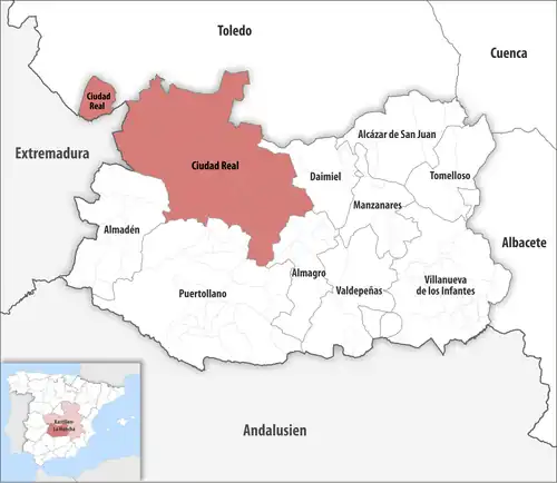 Die Lage des Gerichtsbezirk Ciudad Real in der Provinz&nbsp;Ciudad Real