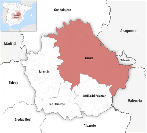 Die Lage des Gerichtsbezirk Cuenca in der Provinz&nbsp;Cuenca