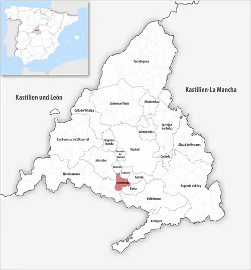 Die Lage des Gerichtsbezirk Fuenlabrada in der autonomen Gemeinschaft Madrid