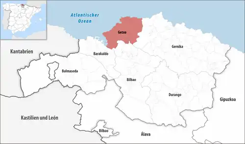 Die Lage des Gerichtsbezirk Getxo in der Provinz Bizkaia