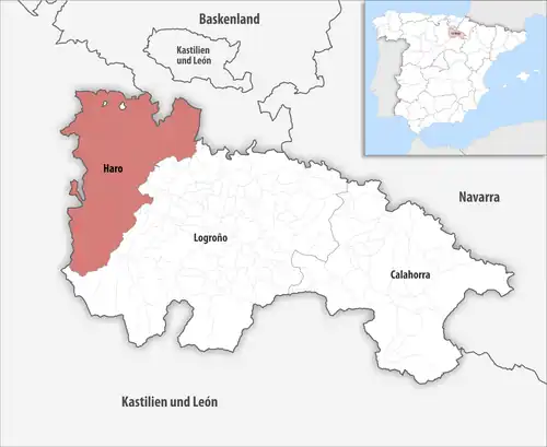 Die Lage des Gerichtsbezirk Haro in der autonomen&nbsp;Gemeinschaft&nbsp;La Rioja