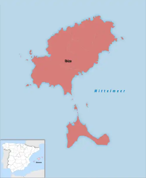 Die Lage des Gerichtsbezirk Ibiza auf der Insel&nbsp;Ibiza