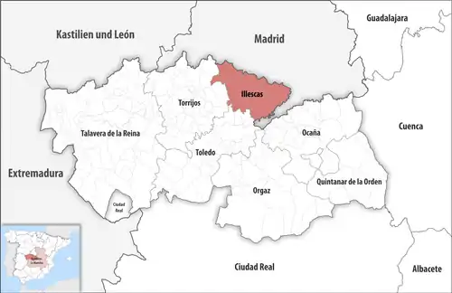 Die Lage des Gerichtsbezirk Illescas in der Provinz&nbsp;Toledo
