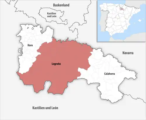 Die Lage des Gerichtsbezirk Logroño in der autonomen Gemeinschaft La Rioja
