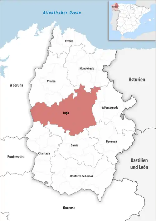 Die Lage des Gerichtsbezirk Lugo in der Provinz&nbsp;Lugo