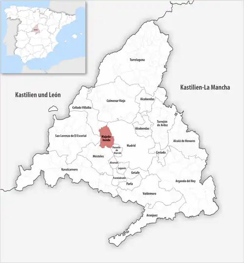Die Lage des Gerichtsbezirk Majadahonda in der autonomen&nbsp;Gemeinschaft&nbsp;Madrid