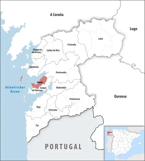 Die Lage des Gerichtsbezirk Marín in der Provinz&nbsp;Pontevedra