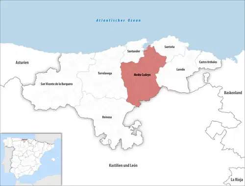 Die Lage des Gerichtsbezirk Medio Cudeyo in der autonomen&nbsp;Gemeinschaft&nbsp;Kantabrien