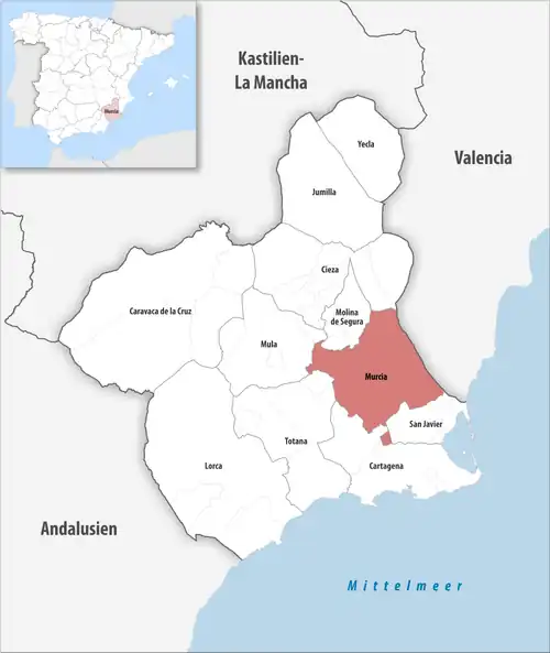 Die Lage des Gerichtsbezirk Murcia in der autonomen&nbsp;Gemeinschaft&nbsp;Murcia