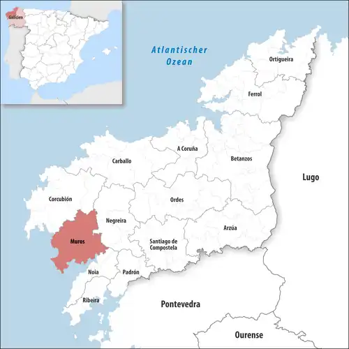 Die Lage des Gerichtsbezirk Muros in der Provinz A Coruña