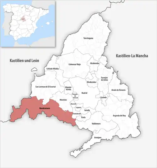 Die Lage des Gerichtsbezirk Navalcarnero in der autonomen&nbsp;Gemeinschaft&nbsp;Madrid