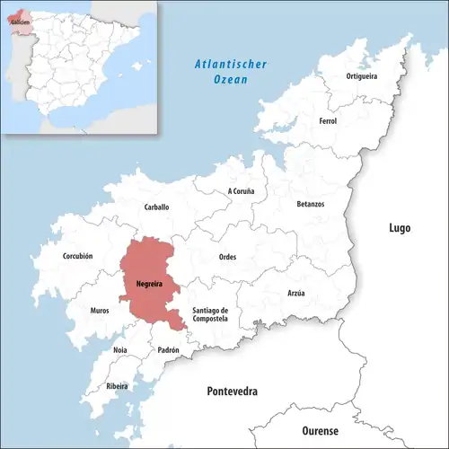 Die Lage des Gerichtsbezirk Negreira in der Provinz&nbsp;A Coruña