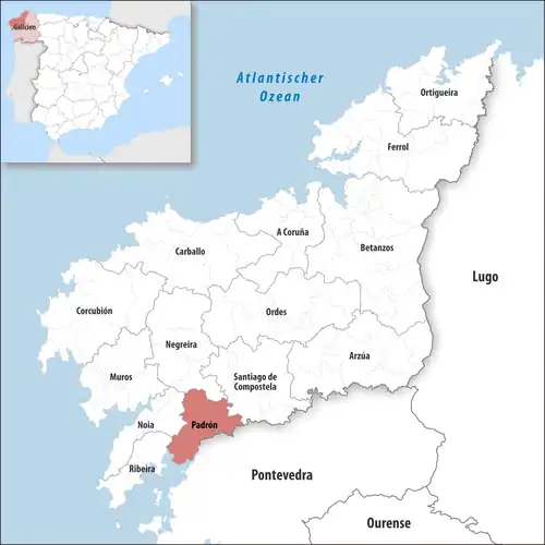 Die Lage des Gerichtsbezirk Padrón in der Provinz&nbsp;A Coruña