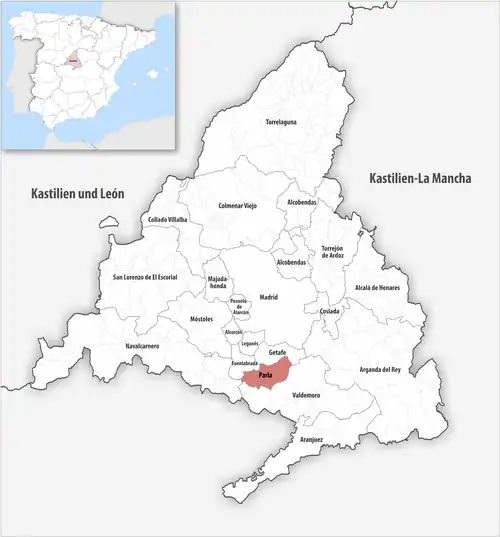 Die Lage des Gerichtsbezirk Parla in der autonomen Gemeinschaft Madrid