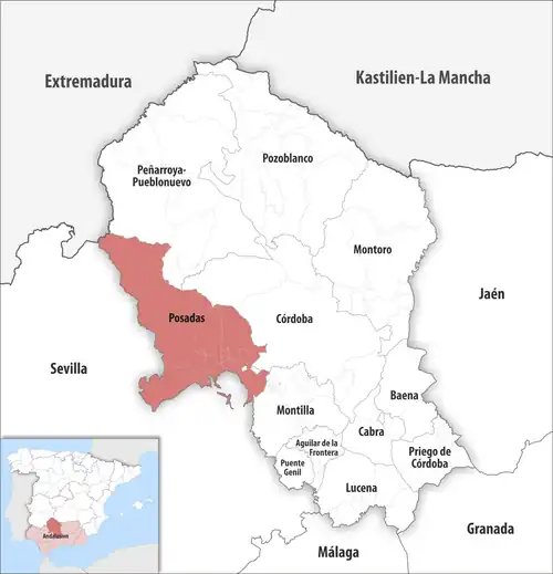 Die Lage des Gerichtsbezirk Posadas in der Provinz&nbsp;Córdoba