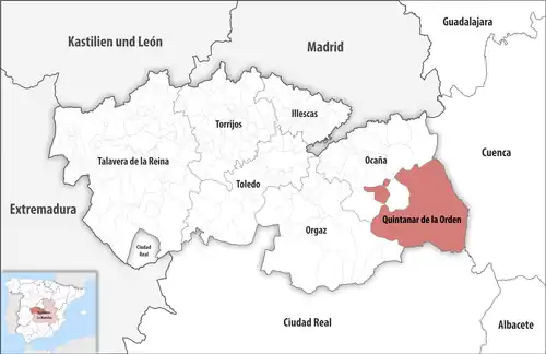 Die Lage des Gerichtsbezirk Quintanar de la Orden in der Provinz&nbsp;Toledo