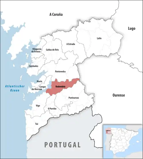 Die Lage des Gerichtsbezirk Redondela in der Provinz&nbsp;Pontevedra