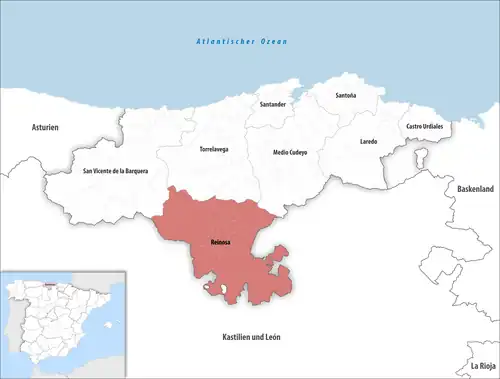 Die Lage des Gerichtsbezirk Reinosa in der autonomen Gemeinschaft Kantabrien