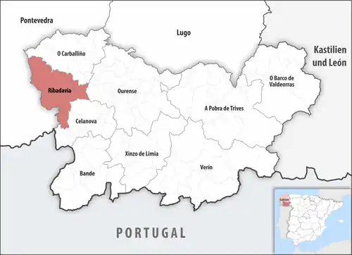 Die Lage des Gerichtsbezirk Ribadavia in der Provinz&nbsp;Ourense