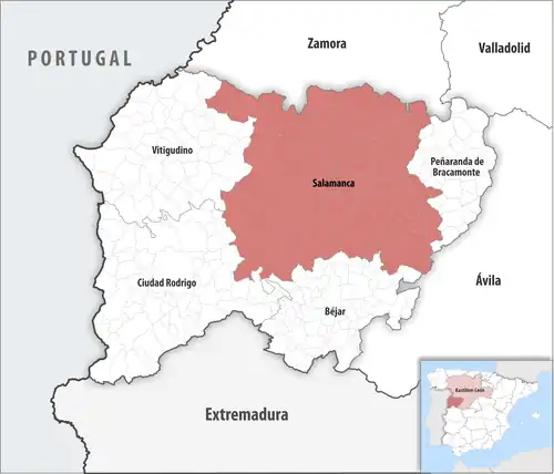 Die Lage des Gerichtsbezirk Salamanca in der Provinz&nbsp;Salamanca