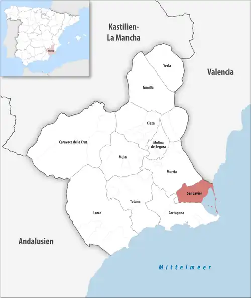 Die Lage des Gerichtsbezirk San Javier in der autonomen&nbsp;Gemeinschaft&nbsp;Murcia