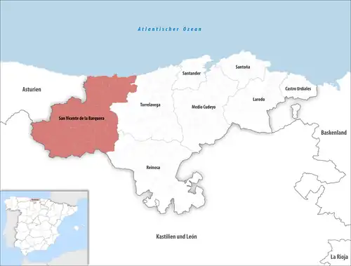 Die Lage des Gerichtsbezirk San Vicente de la Barquera in der autonomen&nbsp;Gemeinschaft&nbsp;Kantabrien
