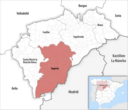 Die Lage des Gerichtsbezirk Segovia in der Provinz&nbsp;Segovia