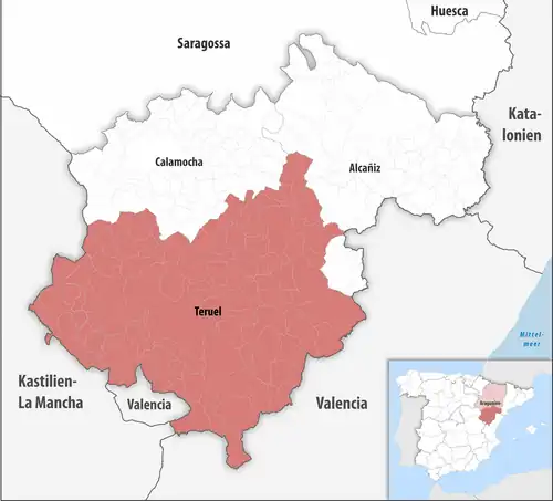 Die Lage des Gerichtsbezirk Teruel in der Provinz&nbsp;Teruel