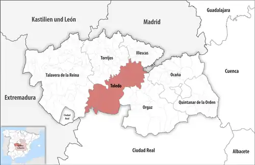 Die Lage des Gerichtsbezirk Toledo in der Provinz&nbsp;Toledo