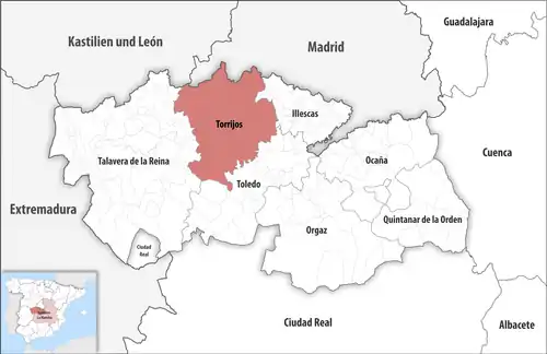 Die Lage des Gerichtsbezirk Torrijos in der Provinz Toledo