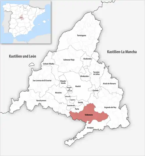Die Lage des Gerichtsbezirk Valdemoro in der autonomen&nbsp;Gemeinschaft&nbsp;Madrid