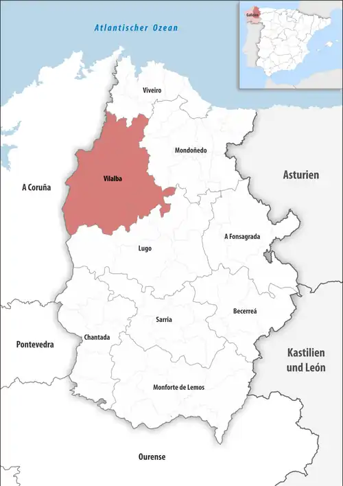 Die Lage des Gerichtsbezirk Vilalba in der Provinz&nbsp;Lugo