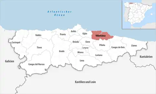 Die Lage des Gerichtsbezirk Villaviciosa in der Provinz&nbsp;Asturien