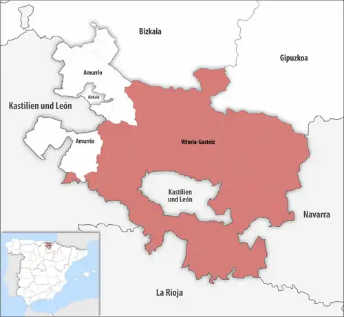 Die Lage des Gerichtsbezirk Vitoria-Gasteiz in der Provinz&nbsp;Álava