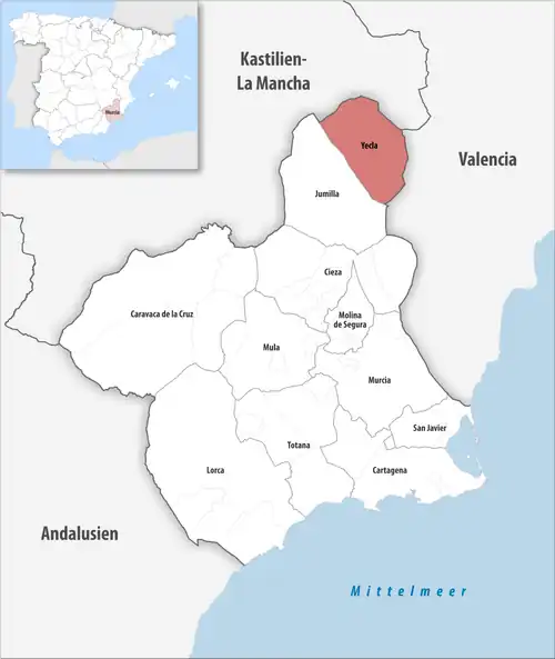Die Lage des Gerichtsbezirk Yecla in der autonomen&nbsp;Gemeinschaft&nbsp;Murcia
