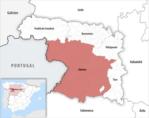 Die Lage des Gerichtsbezirk Zamora in der Provinz&nbsp;Zamora
