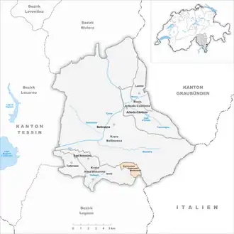 Karte von Kommunanz Cadenazzo/Monteceneri