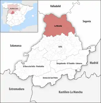 Die Lage der Comarca La Moraña in der Provinz Ávila