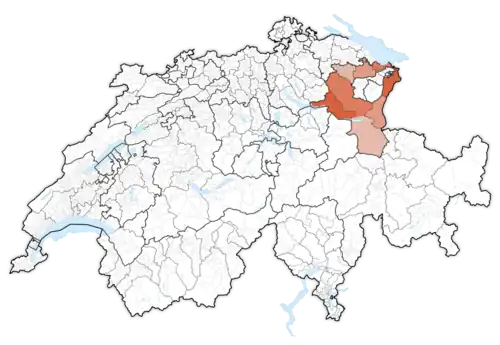 Lage des Kantons in der Schweiz