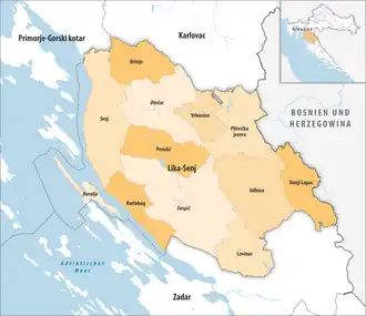 Gemeinden der Gespanschaft Gespanschaft Lika-Senj