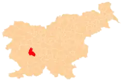 Karte von Slowenien, Position von Občina Logatec hervorgehoben