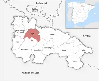 Die Lage der Comarca Nájera in der autonomen&nbsp;Gemeinschaft&nbsp;La&nbsp;Rioja